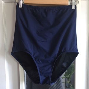 High Waist Navy Bathing Suit Bottoms, 10 Lands End